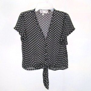 Oona & Maud Women's Polka Dot Sheer Crop Top, Short Sleeve